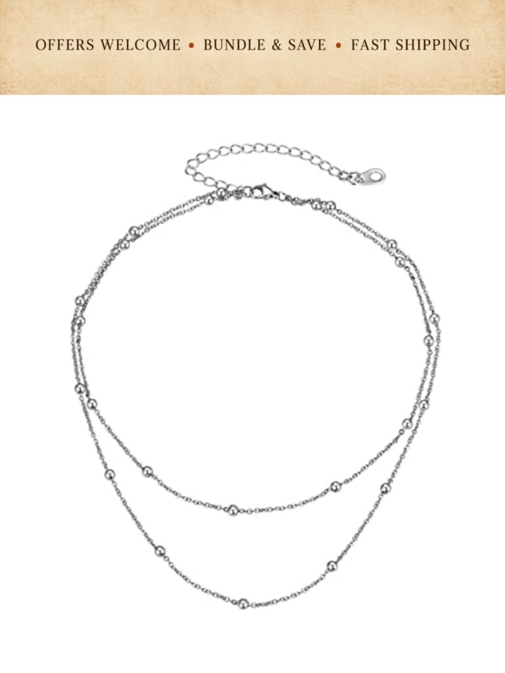 14K Gold Plated Choker Necklace Stainless Steel Layered Chain Boho Jewelry
